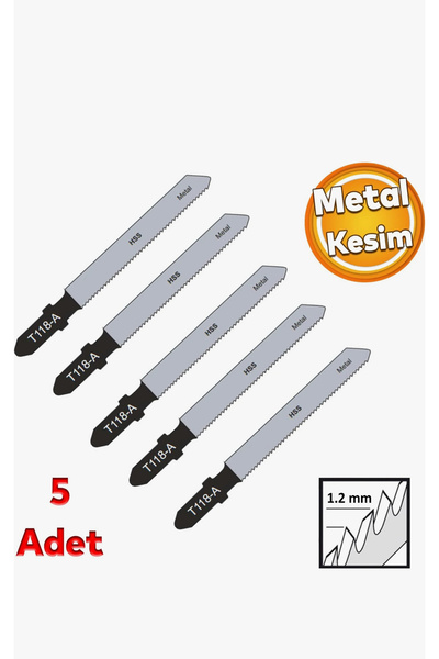 CMC Tools Metal Kesim Dekupaj Testere Bıçağı Yedek 8 cm Metal Bıçak T118A Kesme (5 Adet Set)