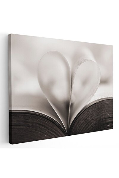 Tablou Canvas inima din pagini de carte alb negru, cod 1138