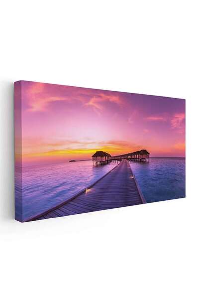 Tablou Canvas Tablou peisaj marin in Maldive la apus, cod 1818