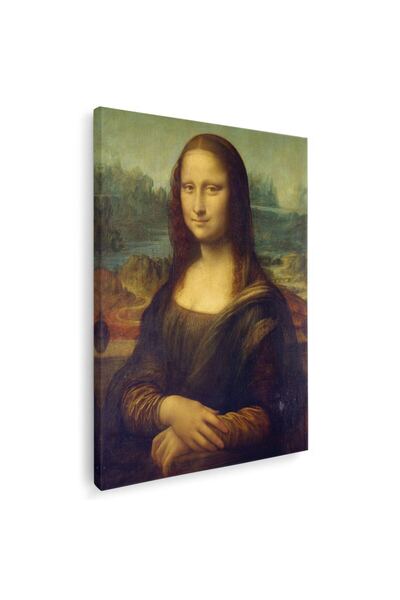 Tablou Canvas portret Mona Lisa Leonardo da Vinci in nuante galben, maro, verde, cod 1026