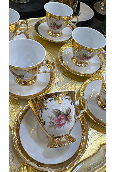 Handmade Esterhomedecor 6 Person Porcelain Coffee Cup Set