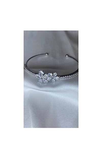 JEWELRY Silver Çiçekli Ayarlanabilir Kelepçe