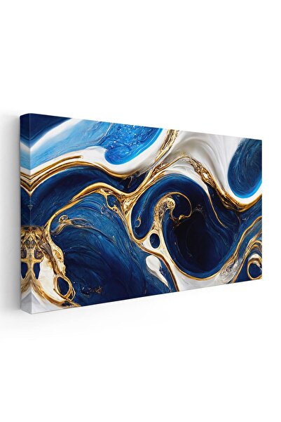 Tablou Canvas Tablou abstract imitatie marmura albastru auriu, cod 1780