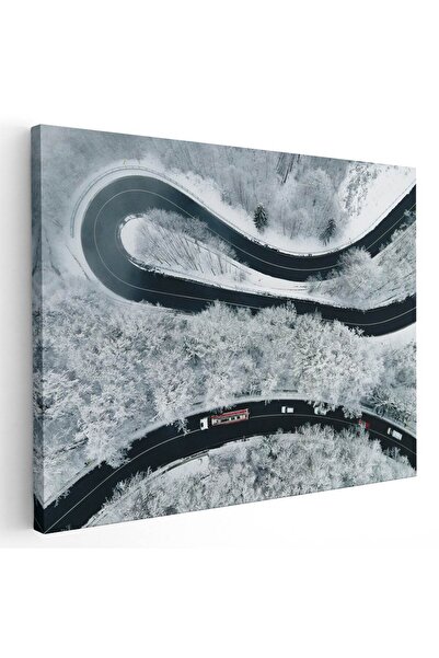 Tablou Canvas Tablou peisaj vedere aeriana drum serpuit iarna, cod 2017