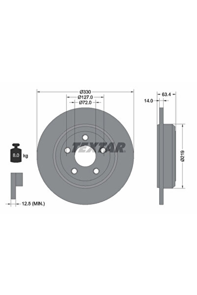 TEXTAR Disc Frana Dodge Durango Jeep Grand Cherokee 4/Grand Cherokee Van