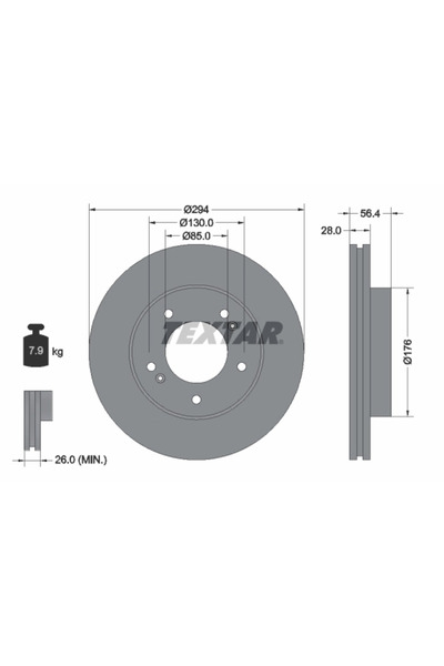 TEXTAR Disc Frana Daewoo Rexton Roewe (Saic) W5