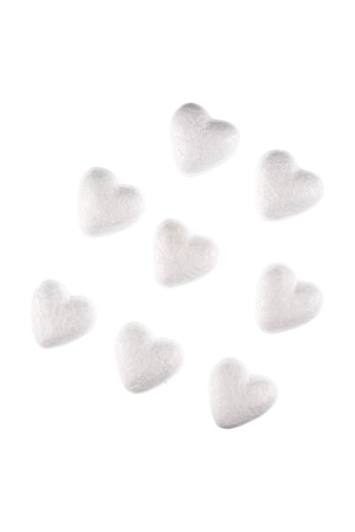 SHOPIENS Аксесоари от пяна за творчество - Бели сърца 4 см, комплект от 8