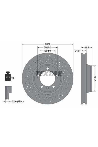 TEXTAR Disc Frana Porsche 718 Boxster/718 Cayman/911