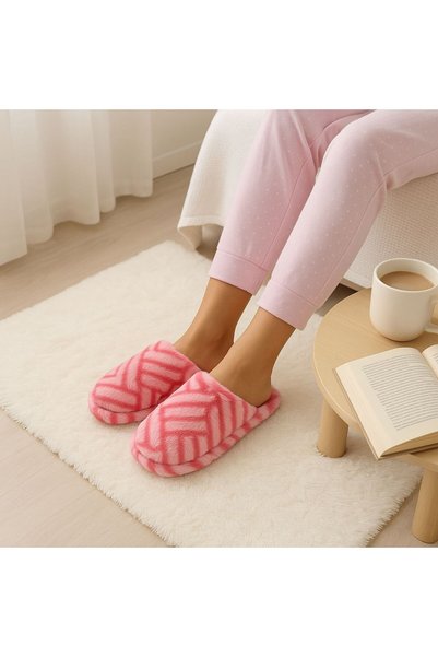BellaPiede Women's Pink Plush House Slippers - Soft Soled, Warm, Comfortable Winter Slippers
