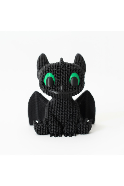Gizodel Örgü Desenli Dişsiz Oyuncak – Chibi Ejderha Figür, Koleksiyonluk ve Masa Dekoru
