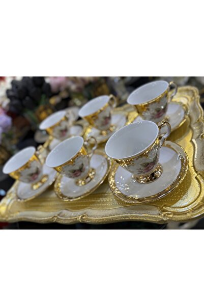 Handmade Esterhomedecor 6 Person Porcelain Coffee Cup Set