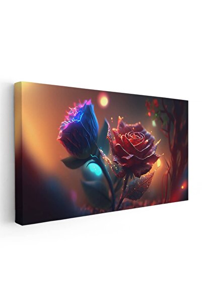Tablou Canvas Tablou cu flori trandafiri, rosu, albastru, cod 1734