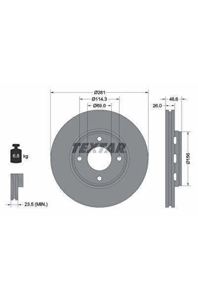 TEXTAR Disc Frana Mitsubishi Colt 6 Smart Forfour