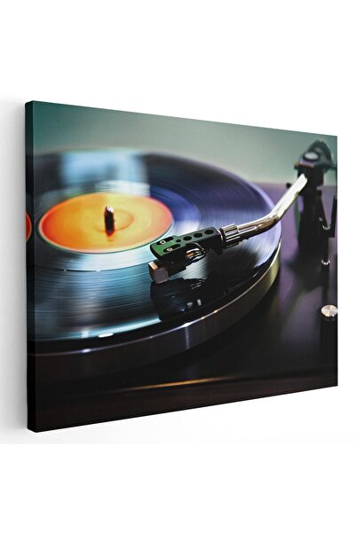 Tablou Canvas Tablou pick-up cu discuri vinil, negru, galben, cod 1611