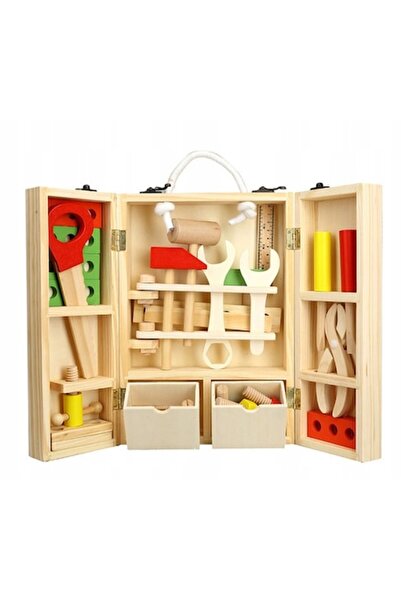OEM Educational Role Play Toy for Children, Foldable Wooden Tool Set, 34 Accessories