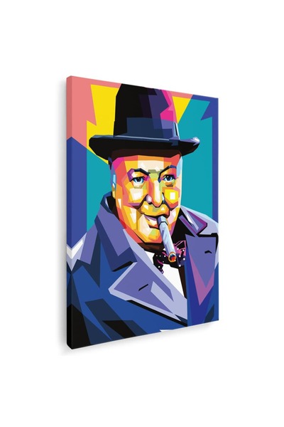 Tablou Canvas Tablou portret Winston Churchill WPAP pop art, multicolor, cod 1385