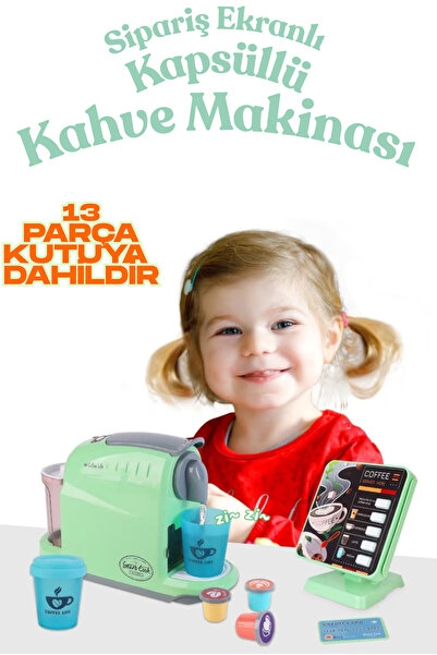 welcomein Toy Order Display Coffee Machine with 13 Pieces of Accessories Included Coffee Capsule My Coffee Shop