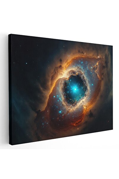 Tablou Canvas nebuloasa inconjurata de galaxii, portocaliu, albastru, cod 1137