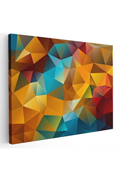 Tablou Canvas forme geometrice abstracte in nuante galben, rosu, albastru, co...