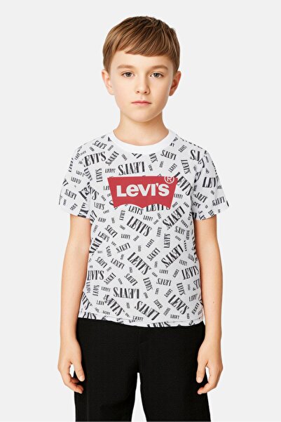 Levi's تي شيرت للأطفال الأولاد بأكمام قصيرة ورقبة دائرية وطبعة كاملة، متعدد ا...