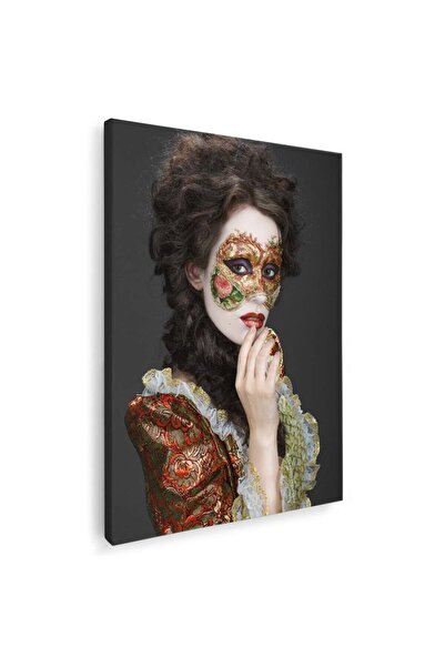 Tablou Canvas Tablou portret femeie in costum de epoca si masca, cod 4337