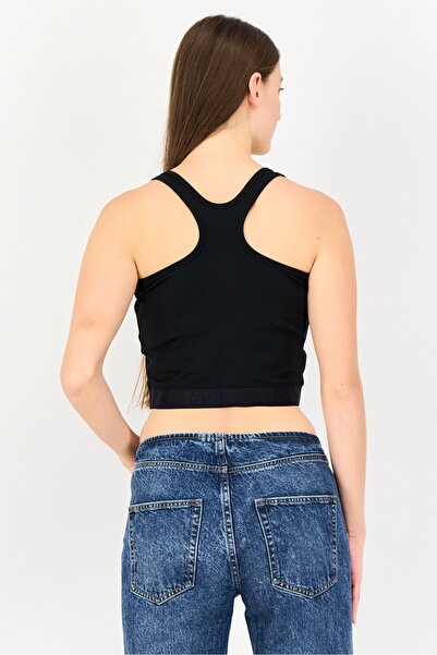 Levi's Women Round Neck Plain Sleeveless Tank Top, Black