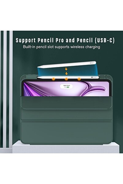 Generic ZryXal New iPad Air 13 Inch Case M3 2025/M2 2024 with Pencil Holder, Trifold Stand Smart Case with S