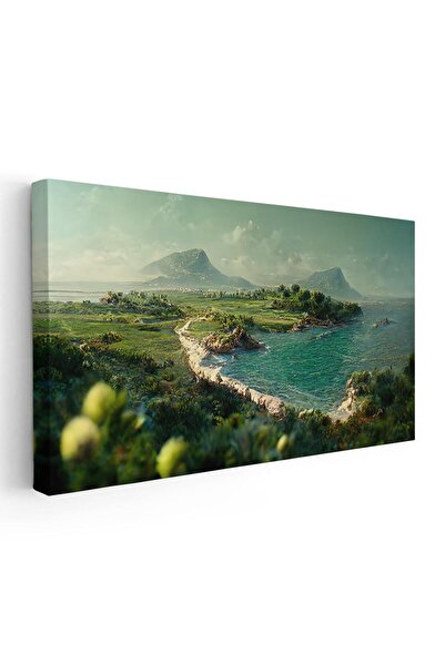 Tablou Canvas Tablou peisaj munte cu rau verde albastru, cod 1817