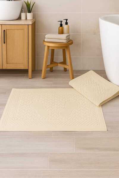 Mela Home طقم من 2 منشفة قدم - سجادة للقدم - 50*70 سم - ماصة للماء - قاعدة ما...