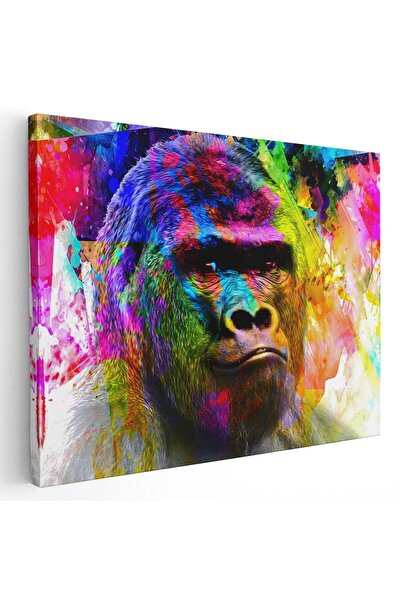 Tablou Canvas Tablou cap maimuta fundal abstract multicolor, cod 4986