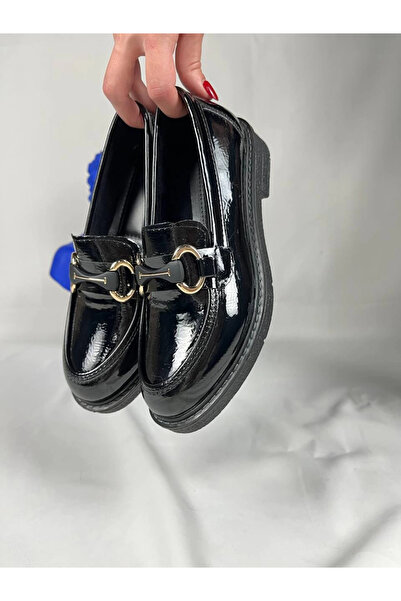 Zerenyus Flex Black Patent Leather Buckle Daily Orthopedic Women's Ballerinas