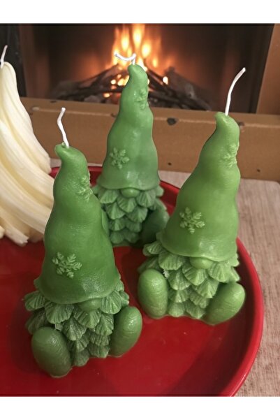 magnocandles 3-dijelni božićni srećni patuljak zelene boje