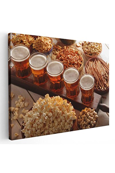Tablou Canvas Tablou halbe cu bere popcorn covrigei, cod 3949