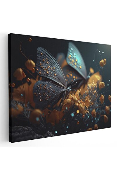 Tablou Canvas Tablou peisaj fantezie fluturi pe flori, cod 1677