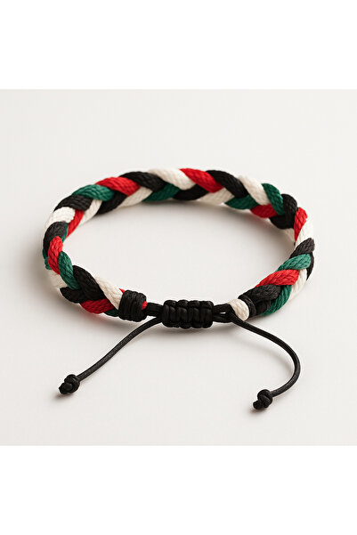 Mina Souvenir سوار محبوك بتصميم فلسطين، سلسلة مافيرا بألوان علم فلسطين