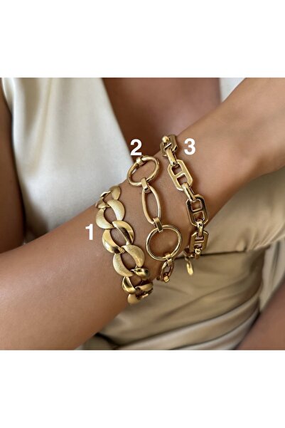 AychaAksesuar سوار Xıping (بدون نقش) سلسلة فولاذية كبيرة الثقوب مقاومة للصدأ،...