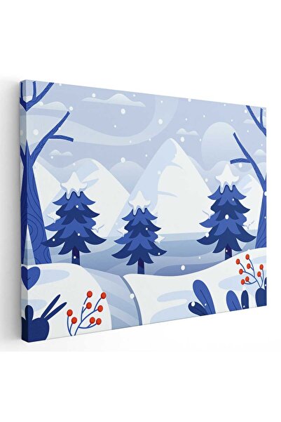 Tablou Canvas Tablou peisaj montan cu brazi iarna, cod 5478