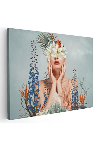 Tablou Canvas Tablou femeie cu crini pe ochi flori, cod 1993