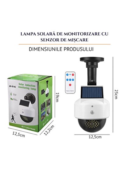 ELARO Lampă solară cu senzor de mișcare și cameră de simulare cu lumină roșie intermitentă