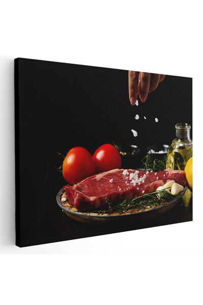 Tablou Canvas Tablou preparare friptura vita, rosu, negru, cod 1719