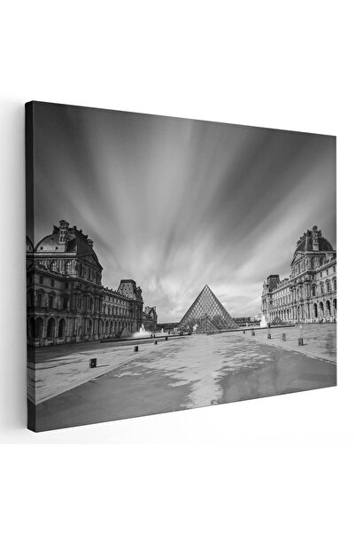 Tablou Canvas Tablou Muzeul Louvre, Paris, Franta, alb, negru, cod 1542