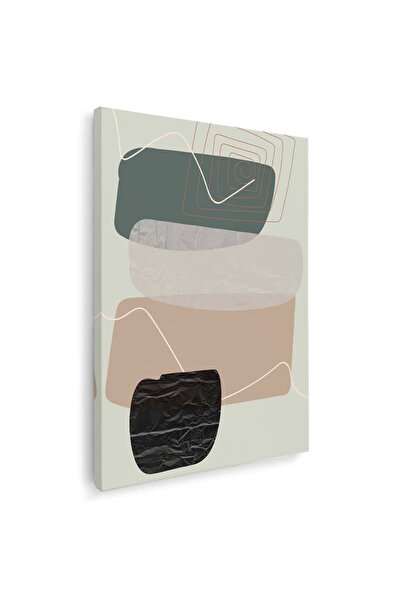 Tablou Canvas Boho minimalism in nuante maro, verde, negru, cod 1055