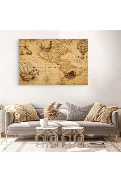 Tablou Canvas old map of America cream, brown, code 1310