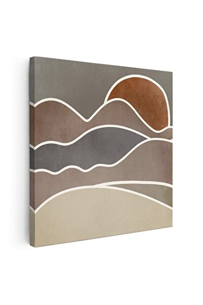 Tablou Canvas Tablou Boho minimalism peisaj dealuri, maro, gri, cod 1289