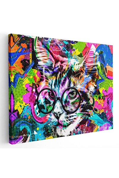 Tablou Canvas Tablou cap pisica fundal abstract graffiti, cod 4988