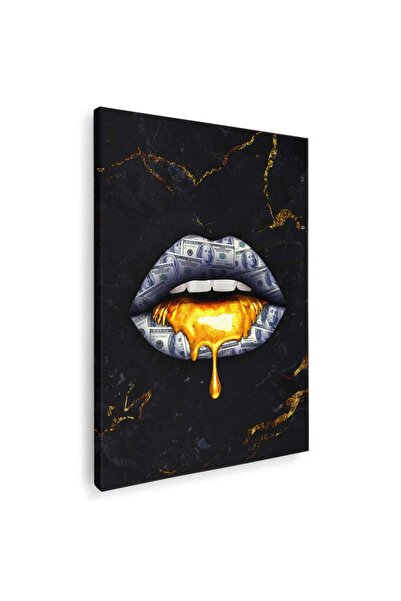 Tablou Canvas Machiaj auriu buze bancnota tablou, cod 2579