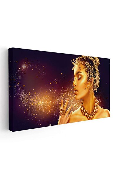 Tablou Canvas Machiaj auriu artistic tablou femeie, cod 2607