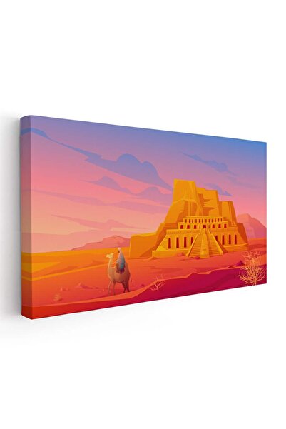 Tablou Canvas Tablou templul Hatshepsut si calator pe camila, cod 5356