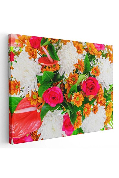 Tablou Canvas Tablou flori crizanteme trandafiri, cod 2672