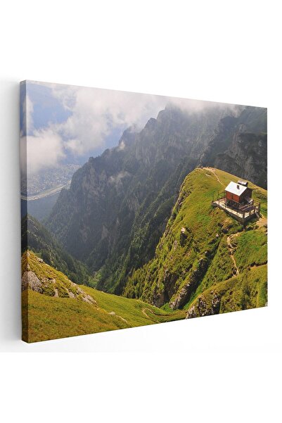 Tablou Canvas Cabana Caraiman, Bucegi, Romania albastru, verde, cod 1153